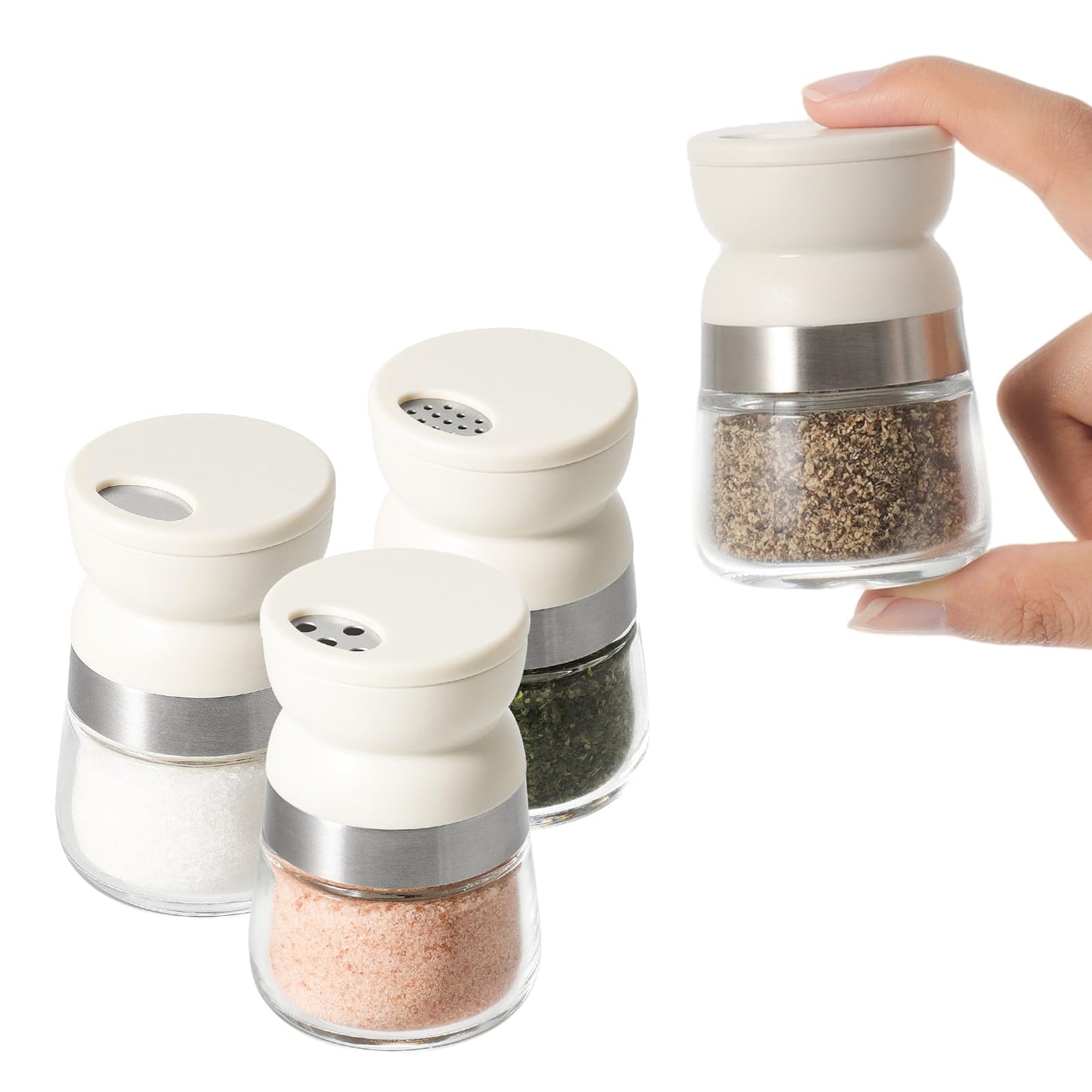 Vucchini Travel Salt and Pepper Shaker Set 4 Pcs Mini 1.28 Oz Spice Containers for Pocket, Lunch Box
