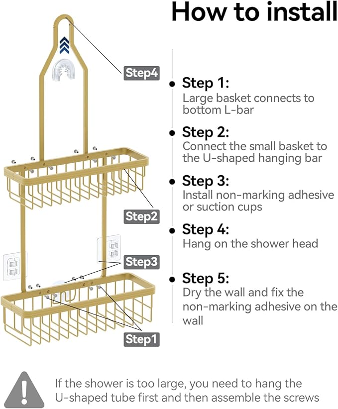 YASONIC Shower Caddy Hanging, Never Rust Shower Organizer Hanging, Aluminum