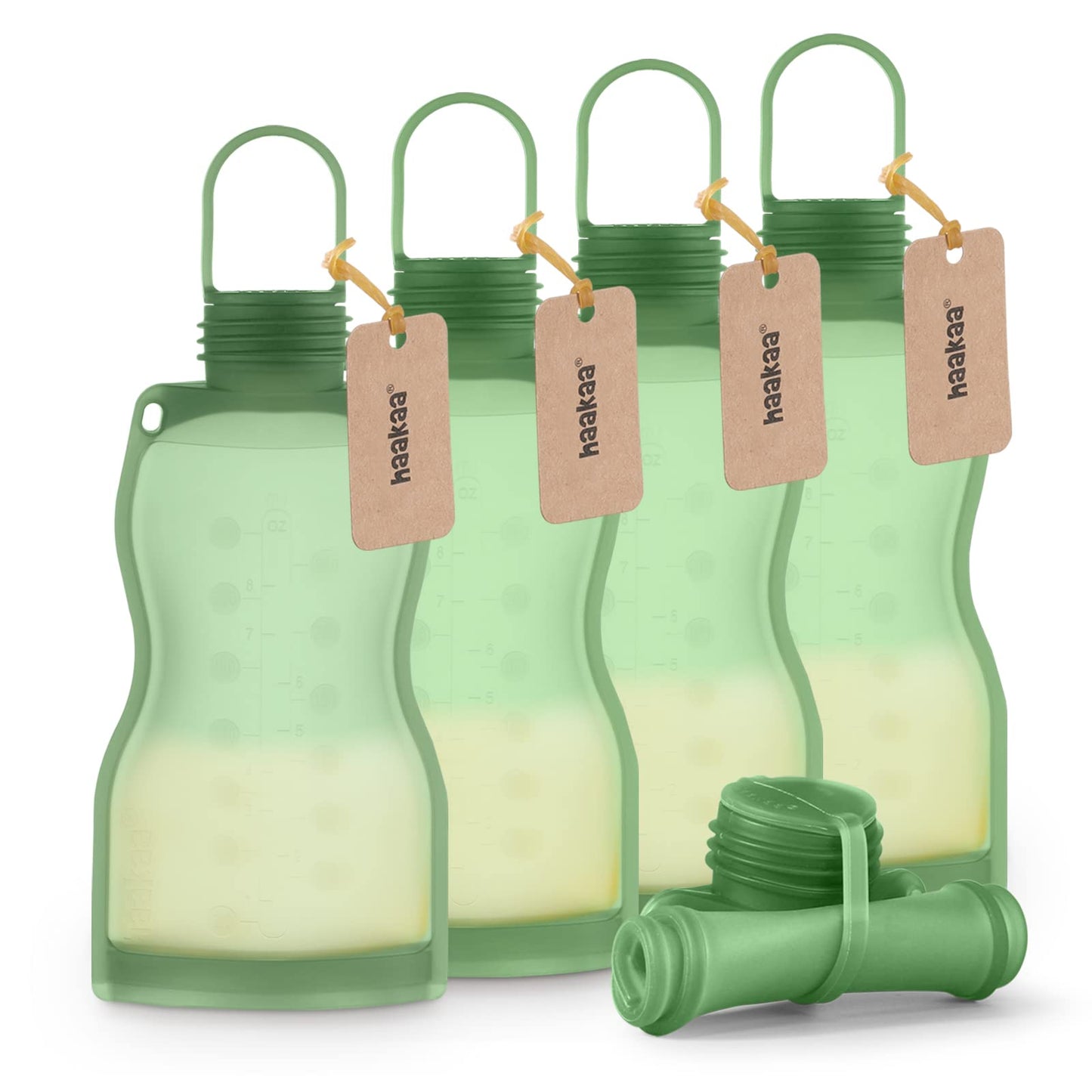 haakaa Silicone Breast Milk Storage Bag 9 oz- Reusable Milk Collector Freezer Bag for Breastfeeding Mom - Baby Food Storing Yummy Pouch - Breast Pump Bag -Leakproof - 5 Count