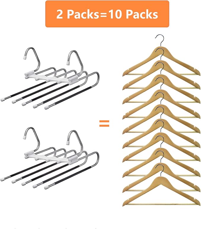 Upgrade Azeroth Pants Hangers 4 Pack Space Saving S-Type Stainless Steel