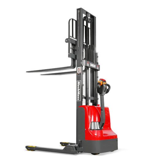 MechMaxx 2640lbs Lithium-ion Electric Straddle Stacker, 98" Lift, Adjustable Legs & Forks, Model F26-98S