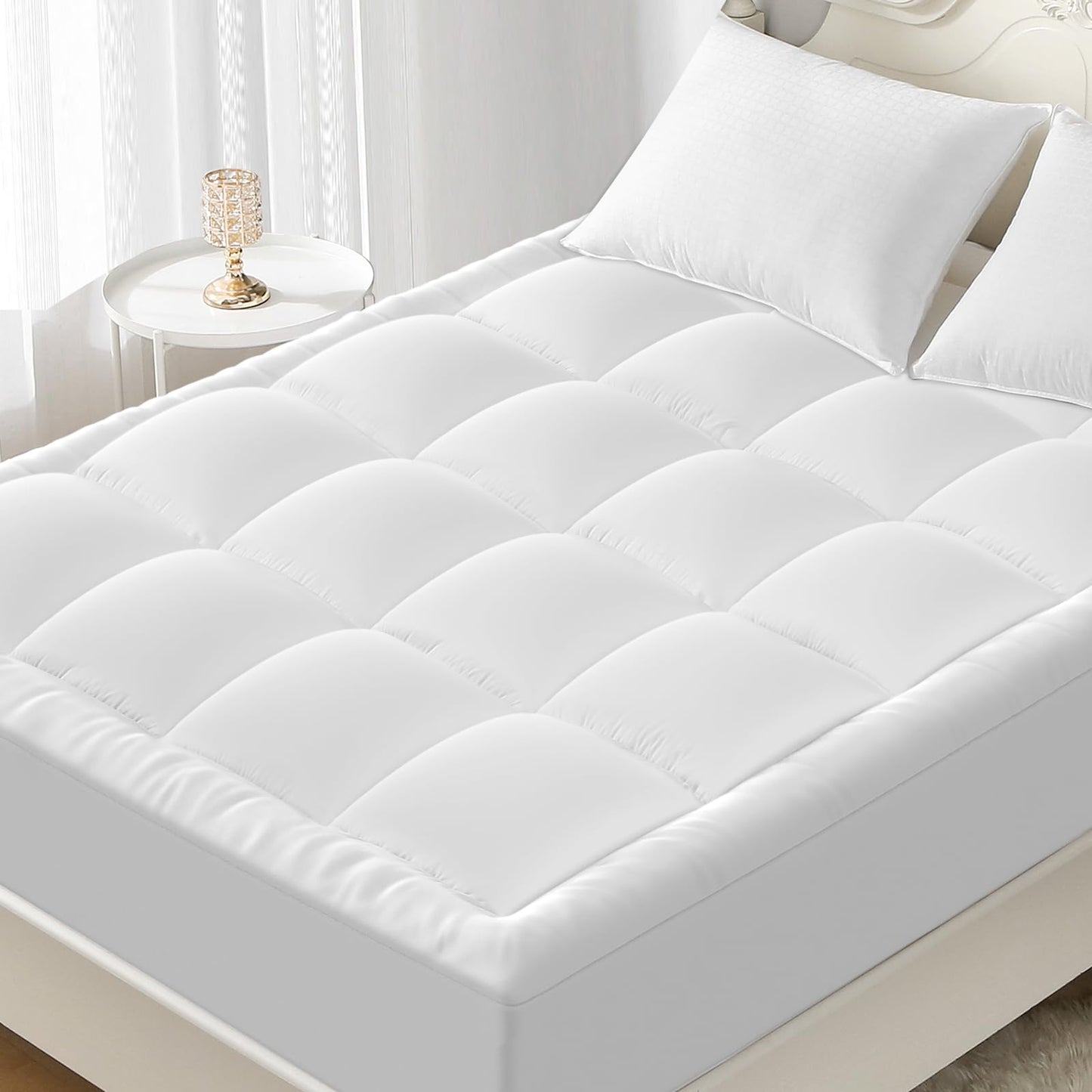 YUGYVOB Mattress Pad Extra Thick, Cooling, and Breathable Full Size Mattress Topper 8-21" Deep Pocket Soft Down Alternative Fill