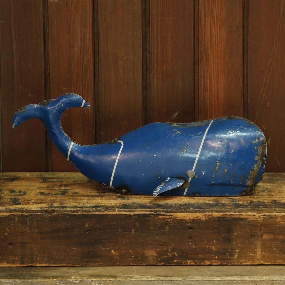 HomArt Reclaimed Metal Decorative Sculpture, Small Whale (5528-0)