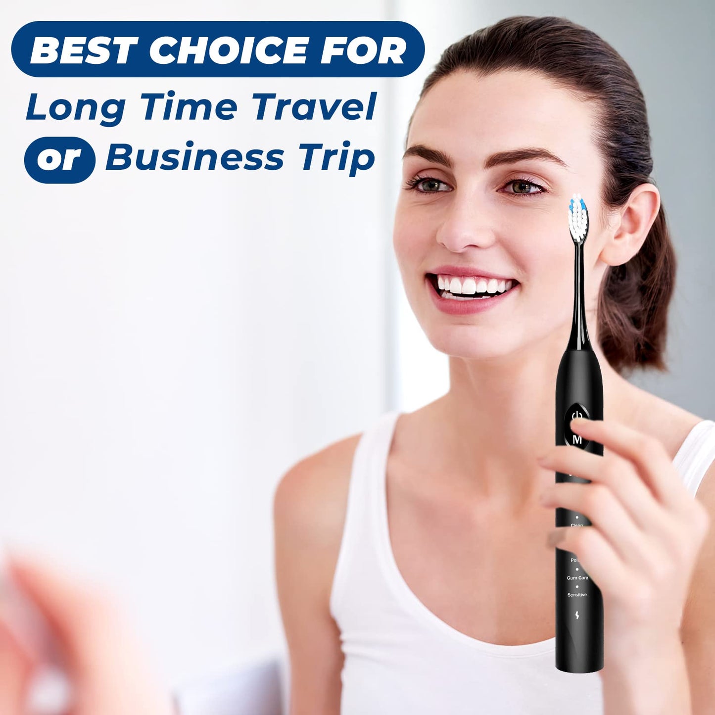 PERBOL Sonic Electric Toothbrush for Adults, Rechargeable with 6 Replacement Brush Heads, 5 Modes and 3 Intensity Levels 2 Minutes Smart Timer Reminder Travel, Gift (Antique Black), 9, 95.0 grams