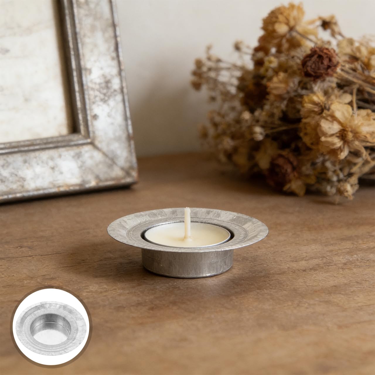 Luxshiny 10Pcs Silver Metal Candle Holder Inserts for Jars Tea Light Candle Holders Decorative Jar Lid Cup Stable Design Easy Clean 2.67 X 2.67 X 0.59 Inch