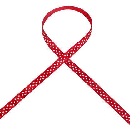 Ribbli Grosgrain Polka Dot Craft Ribbon,3/8 Inch,10-Yard Spool,Red with White Dots,Use for Gift Wrapping,Party Decoration,All Crafting and Sewing
