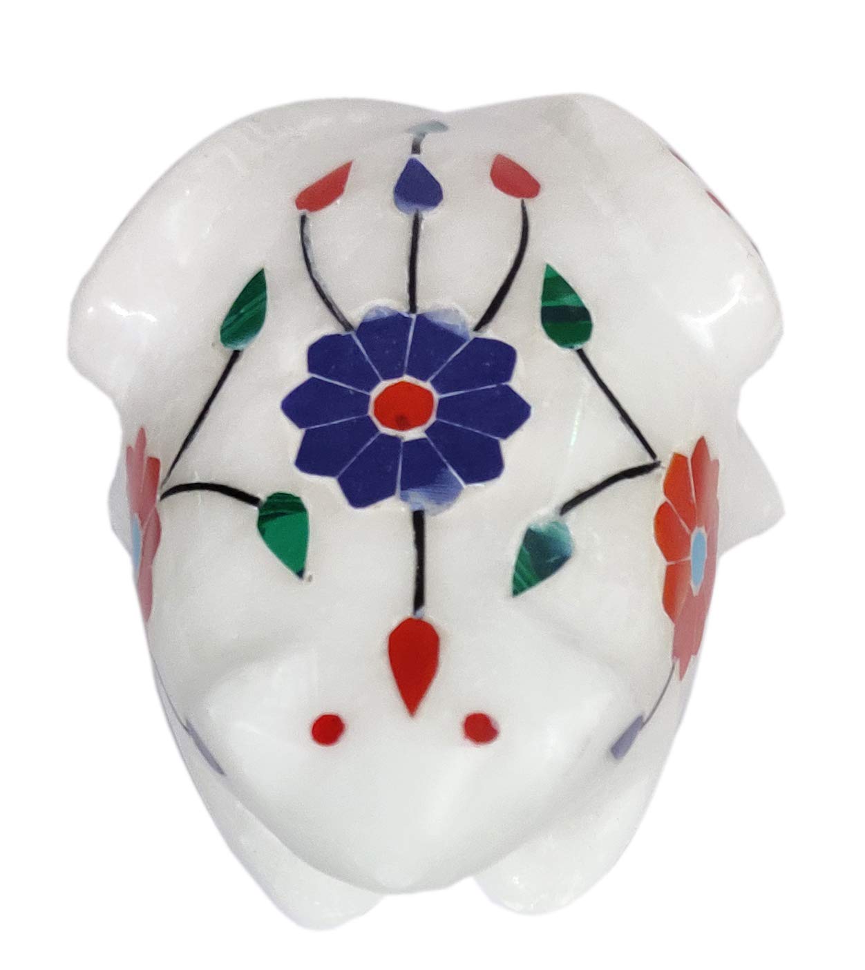 Purpledip Marble Statue 'Flirty Frog': Gemstone Inlay Collectible Showpiece Gift (12108)