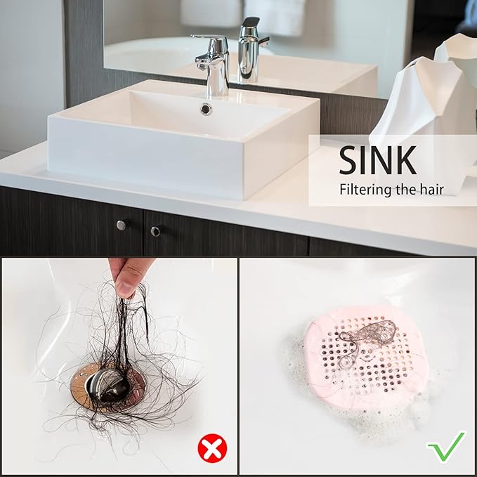 2 Pack Drain Hair Catcher Silicone Drain Protector Bathroom Accessories Hair