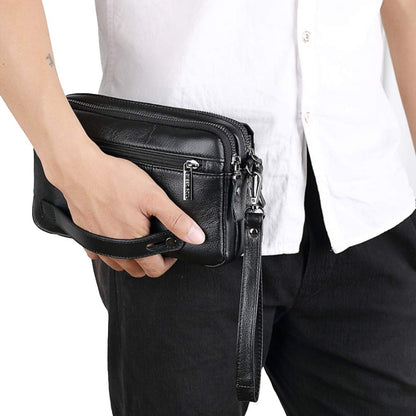 KPYWZER Leather Clutch Purse Wallet Men Wrist Bag, #00black, Business