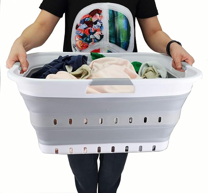 SAMMART 42L Collapsible Plastic Laundry Basket