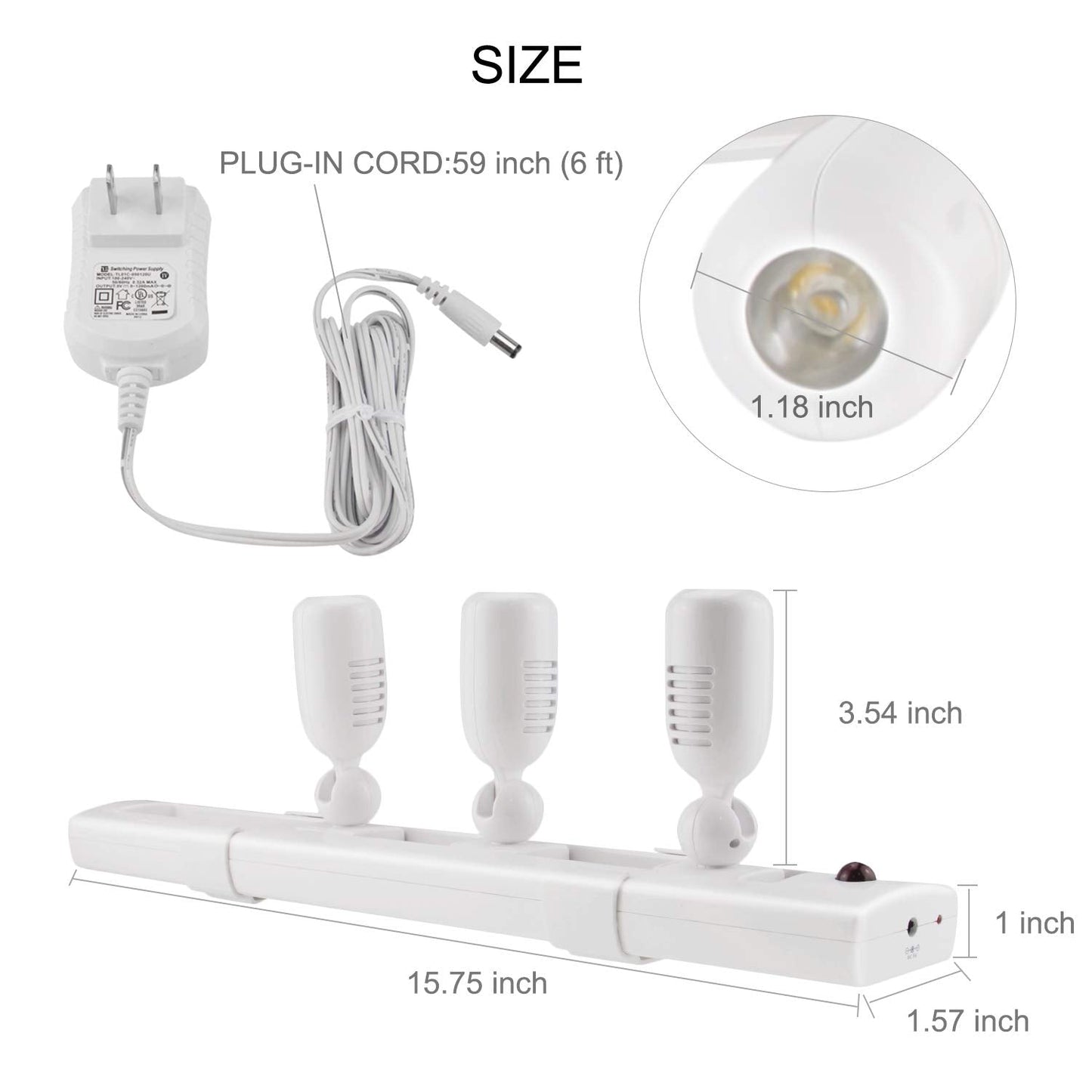 BIGLIGHT LED Track Light, Dimmable Accent Lighting with Rotatable Heads, Plug in Spotlight with Remote for Lighting up Kitchen Sink Cabinet Gallery Picture Bathroom Basement Artwork