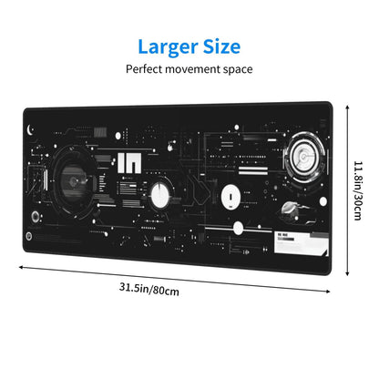 Mechanical Mouse Pad 31.5 X 11.8 Inch Big Desk Rubber Base Stitched Edges Keyboard Pad Spaceship XXL Mouse Mat for Home Game and Office