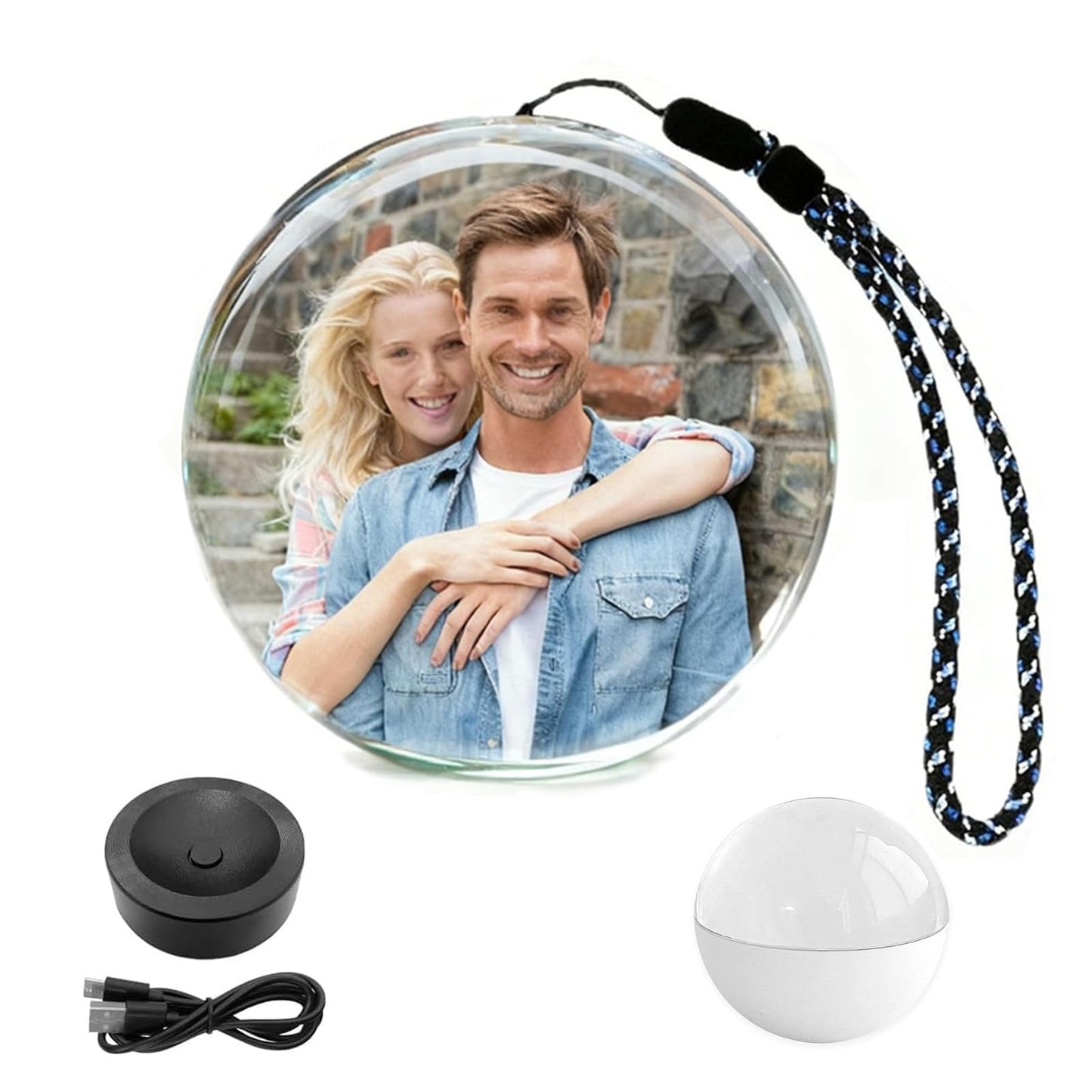 Crystal Ball Video Player, Memory Orb, 2.7" HD Screen 4GB Digital Frame Personalized USB Uploadable Video & Photos Rechargeable Memory Pearl for Couples Friends Family Anniversary Birthday