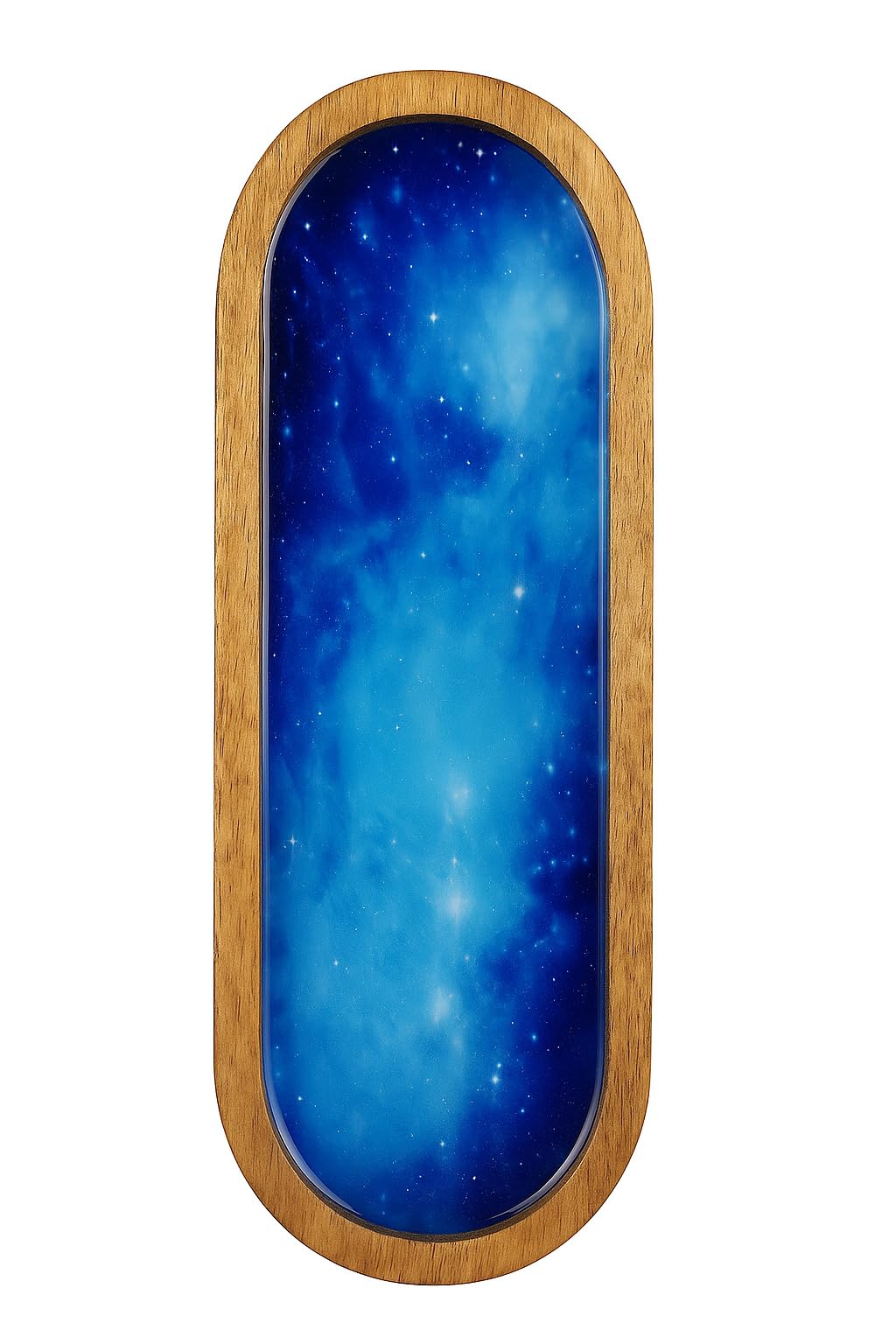 TOSQP27 Incense Burner Holder Ash Catcher for Sticks, Home Incent Burner Wooden Handmade Modern Gift Wood Decor – Blue Resin Art Tray | for Aromatherapy, Meditation, Yoga & Home Fragrance Decorative