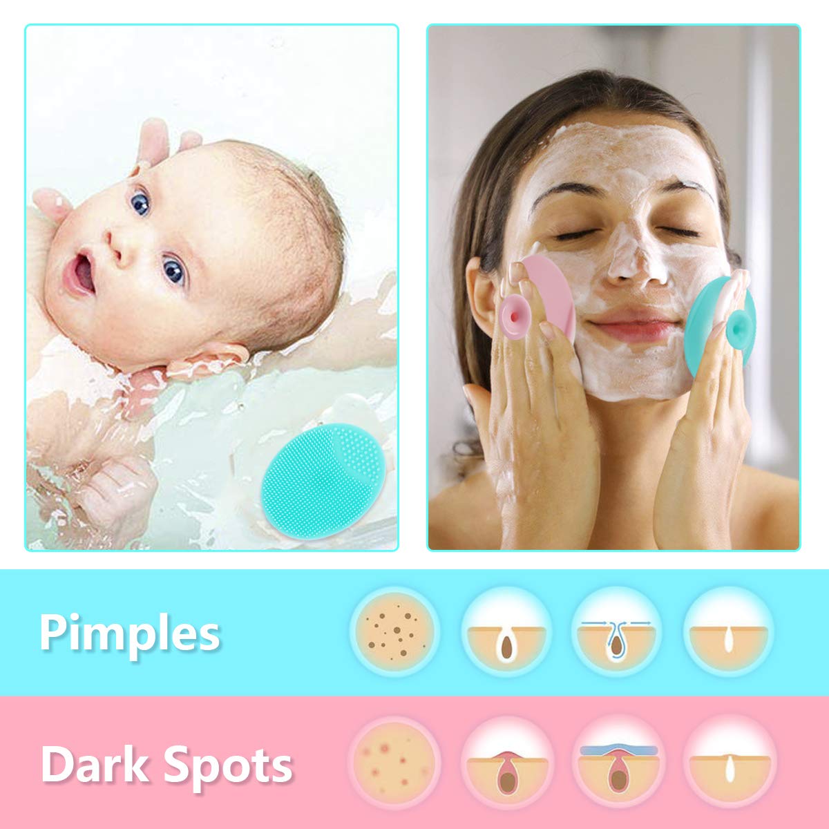 5PCS Silicone Scrubber Set, Lip & Face Cleansing Brush and 2PCS Exfoliating Face Brush for Men & Women