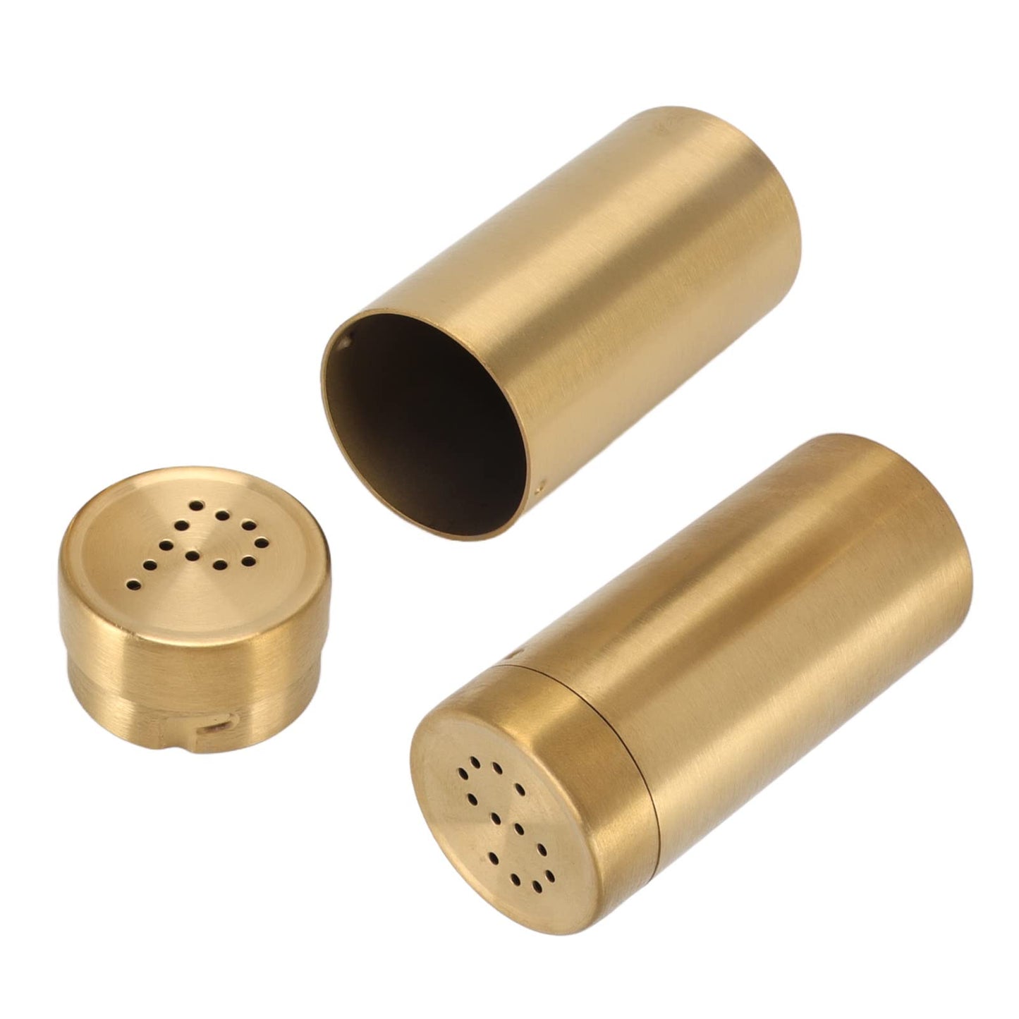 Stainless Steel Salt Shaker Gold 2 Pack with Fine Mesh for Salt Sugar Shaker Kitchen Seasoning Container