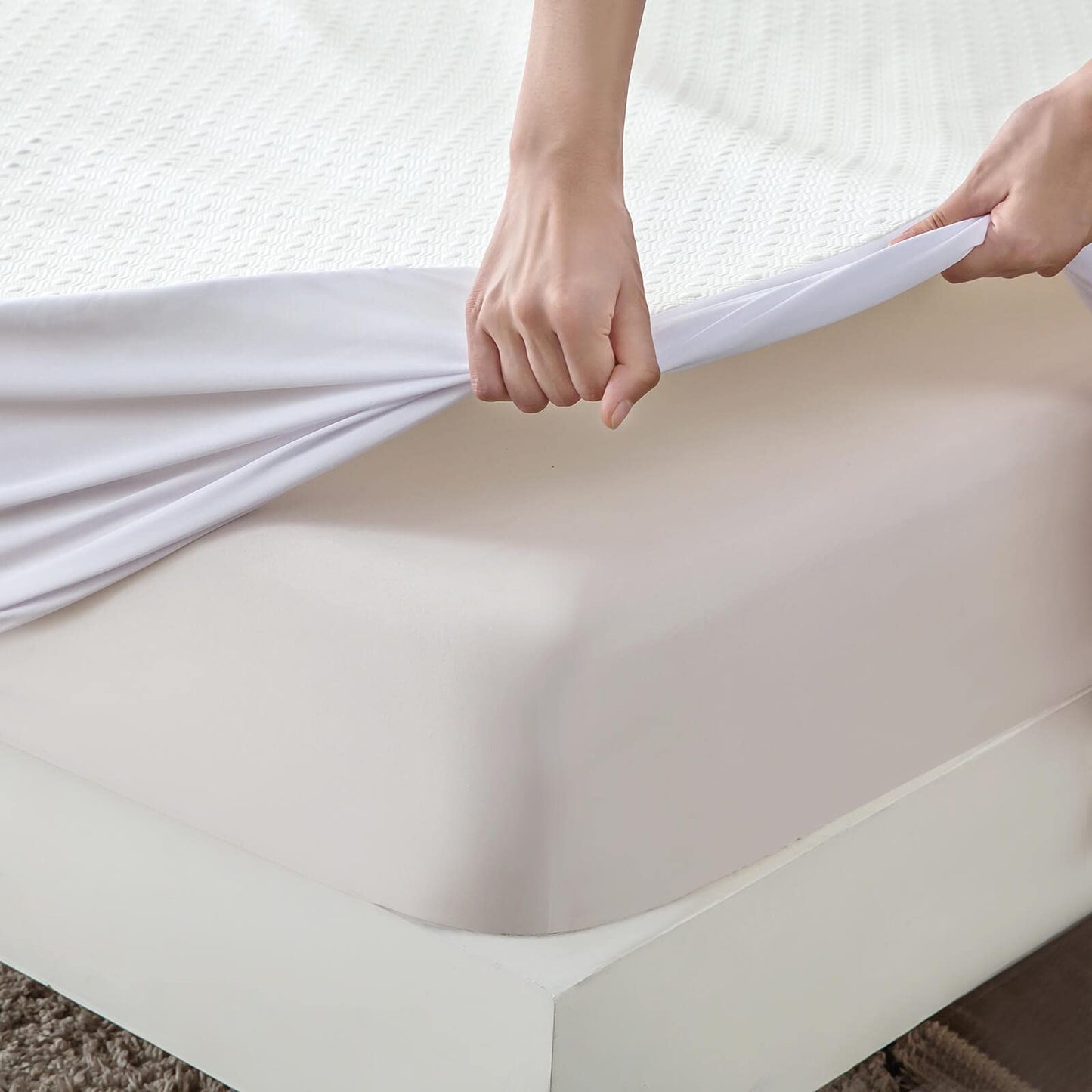Waterproof Cooling Bamboo Viscose Twin XL Mattress Protector Pad for College Dorm Room Extra Long Twin Bed Soft Quiet Breathable Fitted Matress Cover