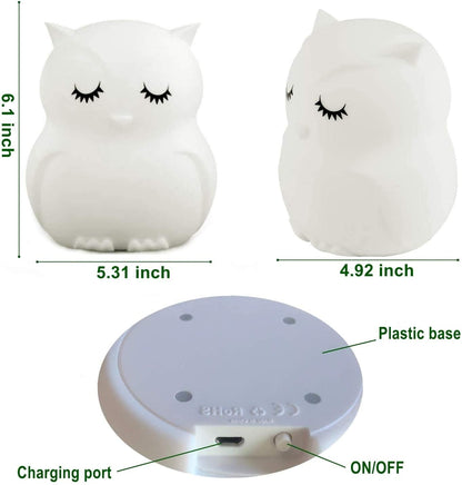 Tianhaixing Animal-Shaped Big Night Light for Children/Adults, Rechargeable LED Soft Silicone (BPA Free) Bedside Lamp, Adjustable Brightness and 9 Colors by Touch Control & Remote Control (Big Owl)