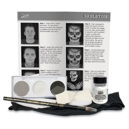 Mehron Makeup Premium Character Kits| Makeup Kits for Halloween & Cosplay| Made in the USA | Complete Kit | Includes all Tools & Instructions on How to Create the Look | (Skeleton)
