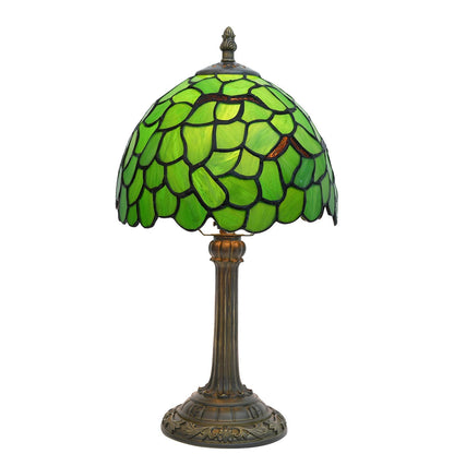 wecrejoni Tiffany Lamp Stained Glass Table Lamp 8X8X14 Inches Desk Reading Light Decor Beside Bedroom Living Room Home (H-1056- Green Leaf)