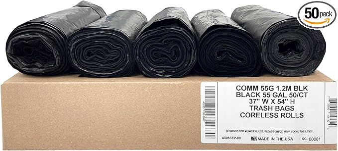 Ultrasac Heavy Duty 55 Gallon Black Trash Bags