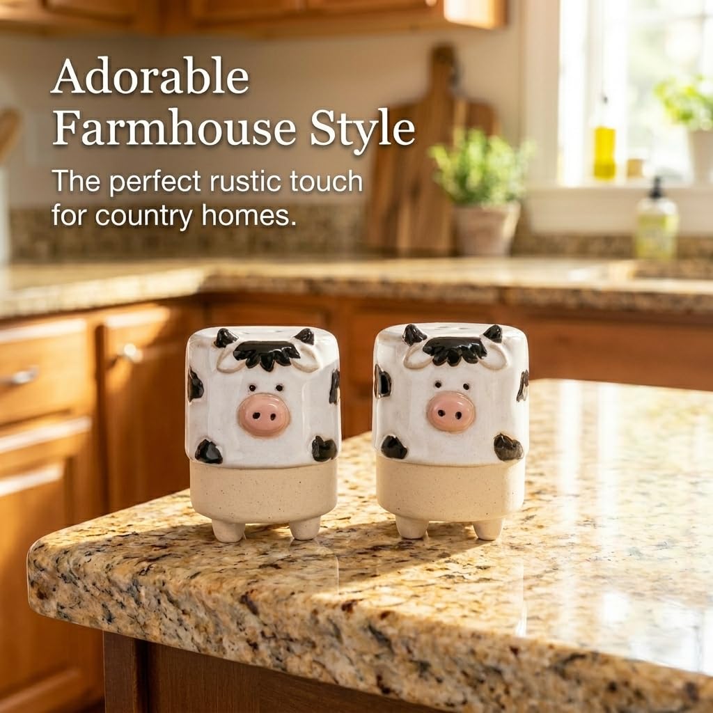 The Bridge Collection Cute Ceramic Cow Salt and Pepper Shakers