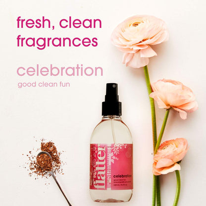 Flatter Smoothing Spray by Soak | Naturally-derived Wrinkle Release Spray | Starch-Free Alternative for Ironing, Quilting & Sewing | 8oz | Celebration