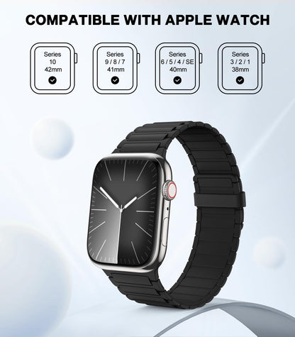 Magnetic Band Compatible with Apple Watch Ultra/Ultra2 49mm/Series SE/10/9/8/7/6/5/4/3/2/1 42/44/45/46mm,Silicone Watch Strap Strong Magnet Link Solo Loop Adjustable Wristband,Black