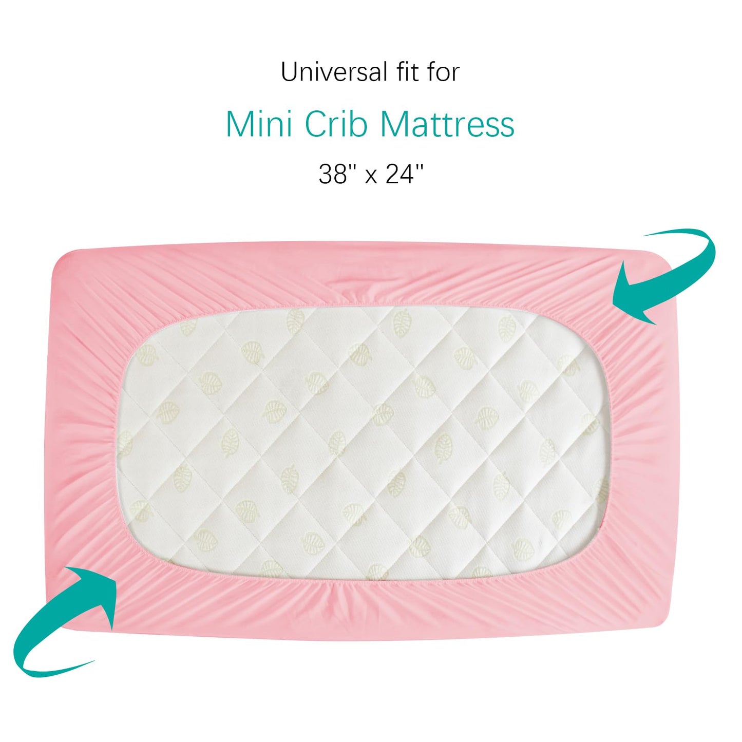 Mini Crib Mattress Protector Sheets Fitted Waterproof Mini Crib Mattress Protector Pad Cover Pink 2 Pack Quilted 38" x 24"