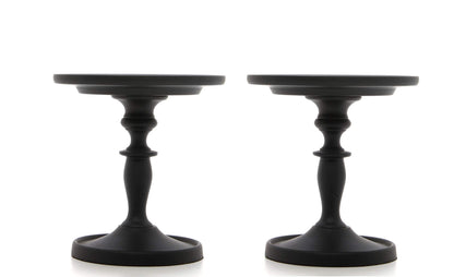 Hosley Set of 2 Black Pillar Holder 4.75 Inch High. Ideal Gift for Wedding Party Special Occasion or as a Candle Holder. W1