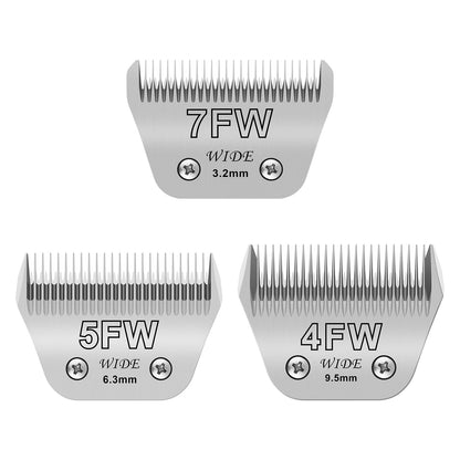 Newbulu 3Pack Dog Grooming Wide Blade,Detachable Pet Dog Grooming Blades,Compatible with Andis,Oster A5,Wahl km10 Clippers.（4FW+5FW+7FW）