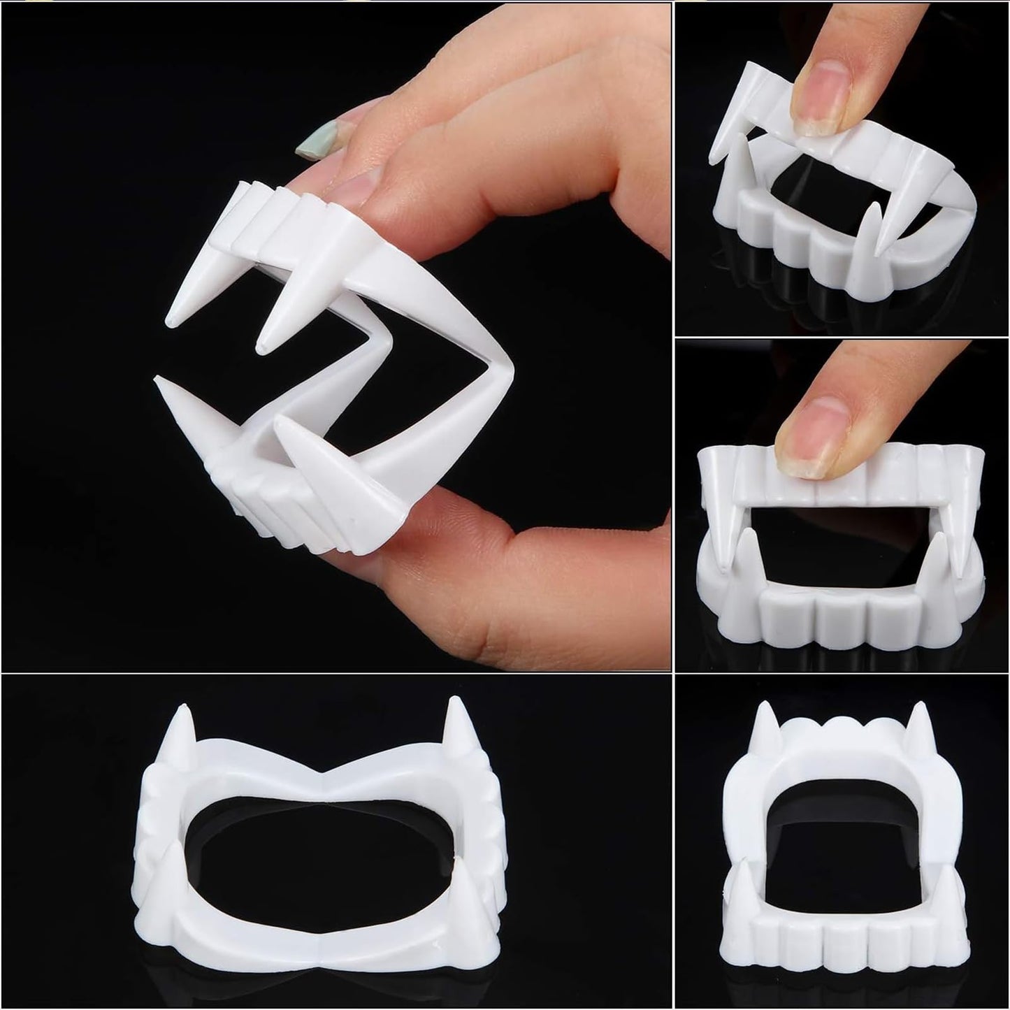 Boao 15 Pcs Halloween Vampire Teeth Bulk Plastic Vampire Fangs Bright Color Fake Teeth Cosplay Costume Accessories for Boys and Girls Halloween Party Favors Supplies