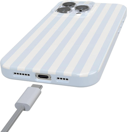 Casely iPhone 16 Pro Max Case | Blue Stripes | Sunday Best | Classic Ultra Slim Design | Compatible with MagSafe