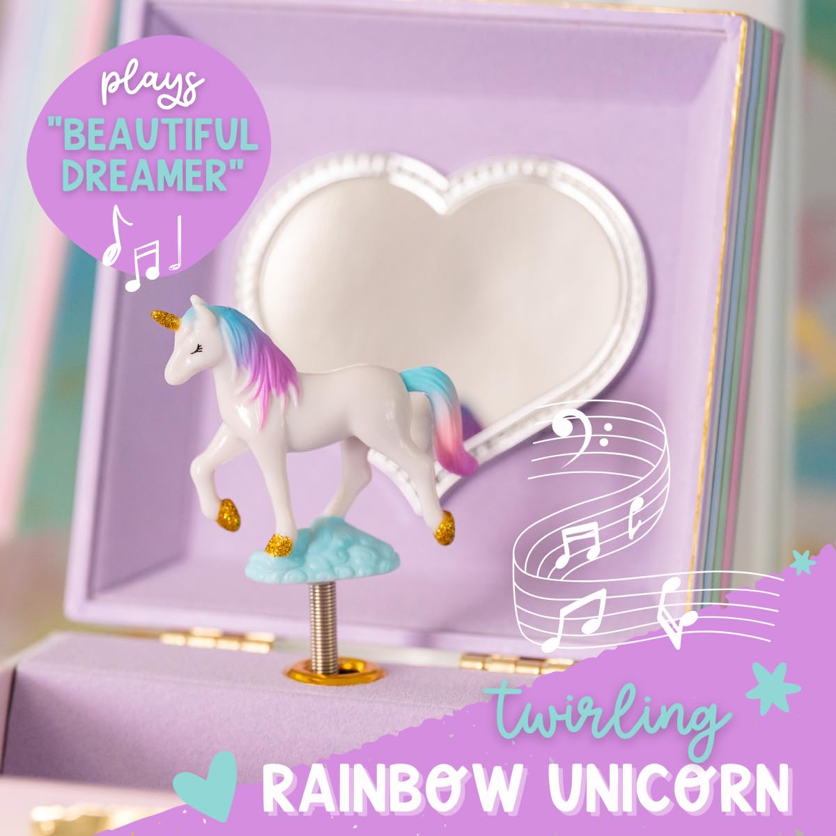 Musical Unicorn Jewellery Box for Girls - Kids Dancing Unicorn Music Box with Mirror, Unicorn Gifts for Little Girls, Jewellery Boxes, Childrens Birthday Gift, Ages 3-10