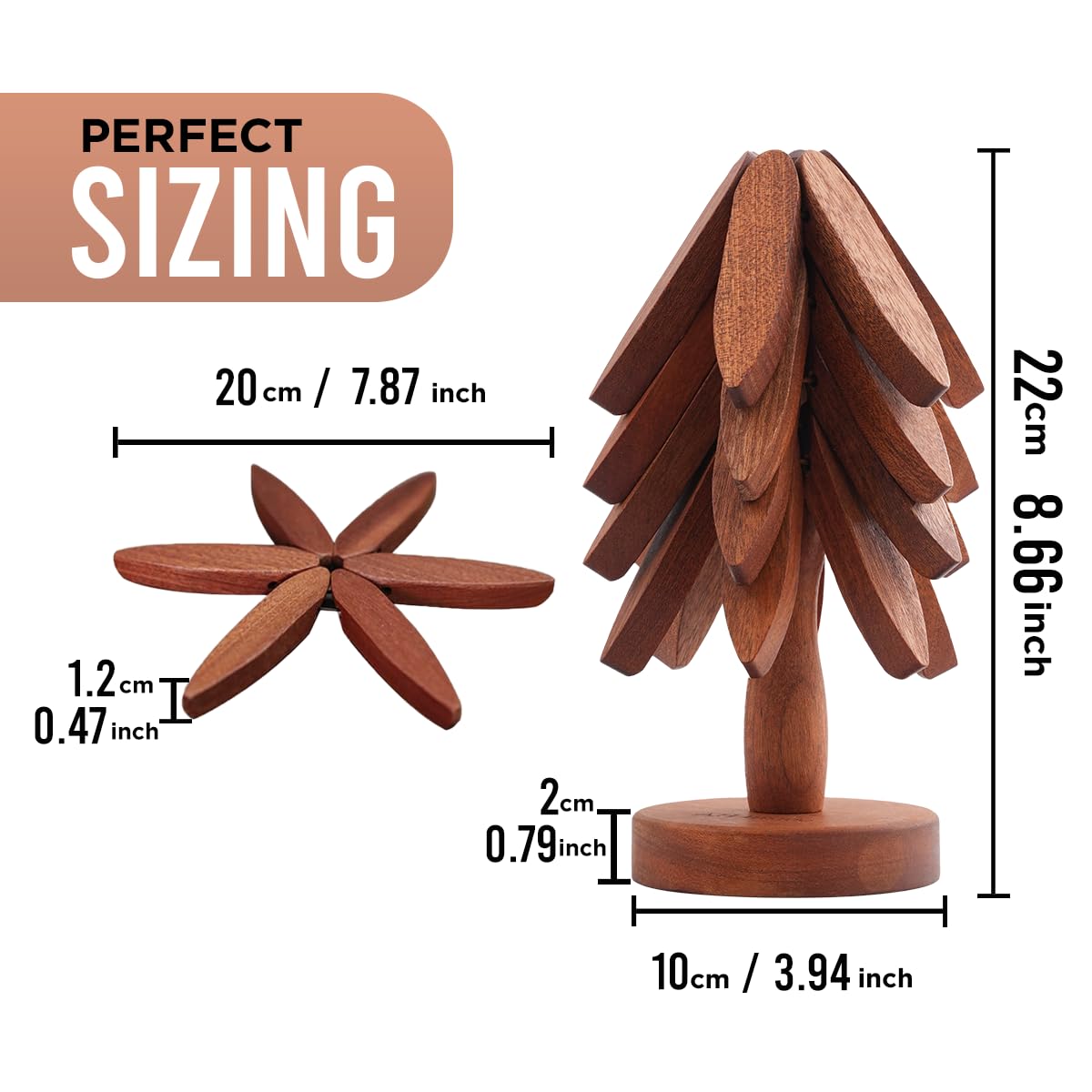 AH Inside Wooden Tree Trivet Set of 4 – Wood Trivets for Hot Dishes, Natural Wooden Pot Holders, Tree Coasters, Heat-Resistant Kitchen & Dining Decor.