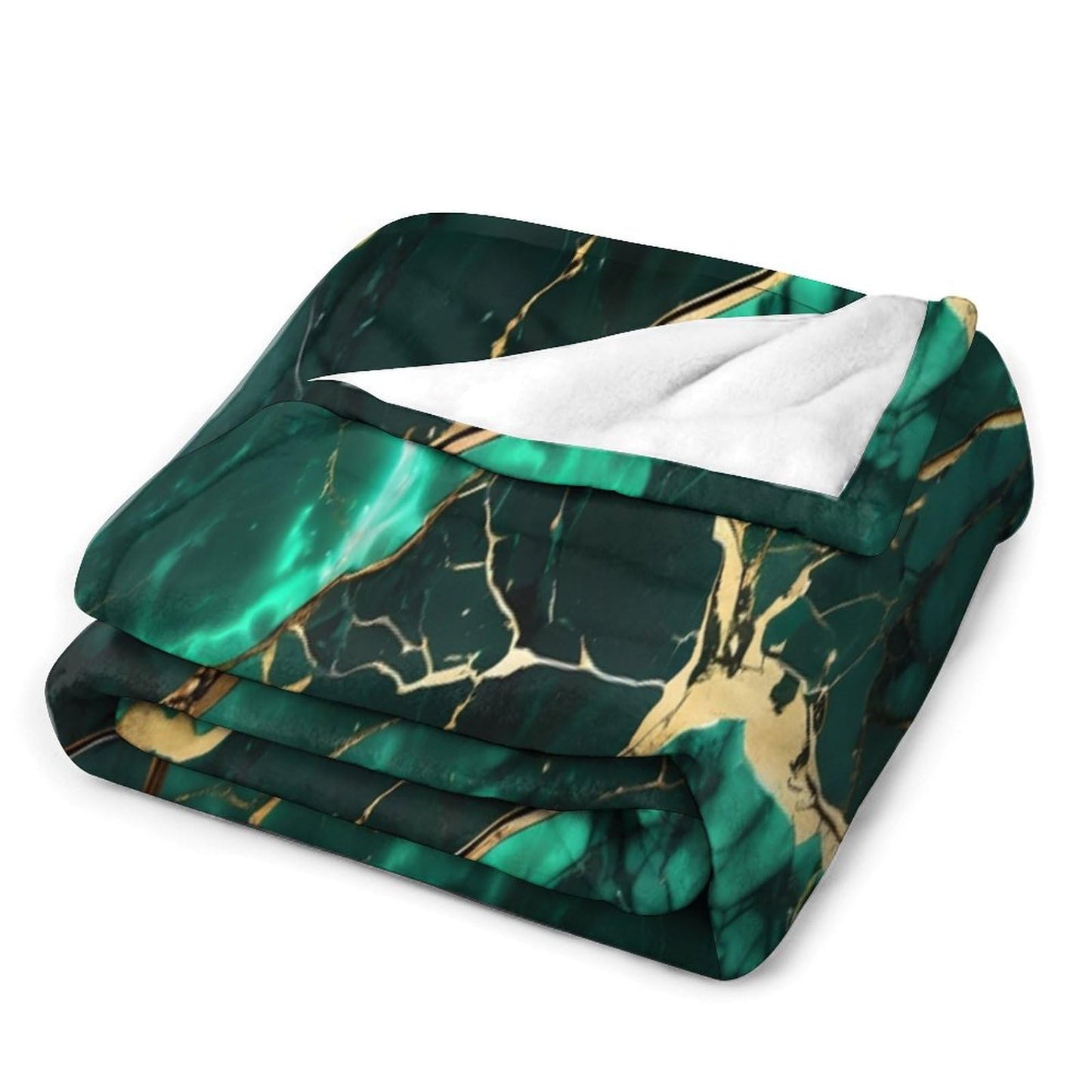 Marble Throw Blanket, Modern Luxury Foil Texture Hunter Green White Gold Marble Super Soft Fuzzy Fluffy Blanket for Couch & Bed, Cozy Sofa Warm Blanket for Travel Camping 40"x50"