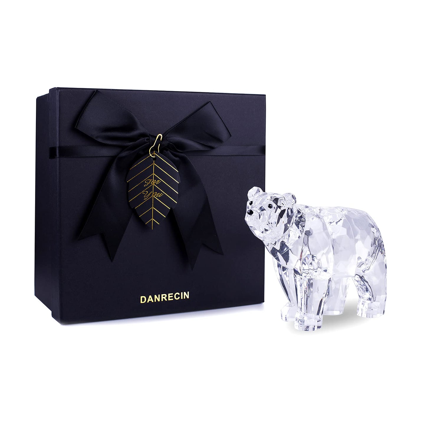 DANRECIN Acrylic Bear Figurine Cute Animal Home Decor Not Crystal Decorations for Bookshelf Dinner Table and Desk (A)