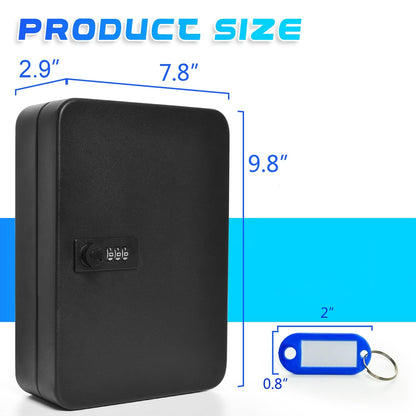 Gonioa 28 Key Cabinet Wall Mount, Steel Key Box Wall Mount with Code, Combination Lock Box with Code, Featuring Hooks and Tags