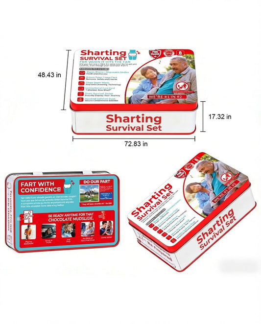 Funny Sharting Survival Set - Gag Gifts for Men, Boyfriend, Husband Birthday - 6pc Hilarious Bathroom Prank Gift for Adults - Unique White Elephant Gift, Stocking Stuffer, Fart Joke Novelty Tin