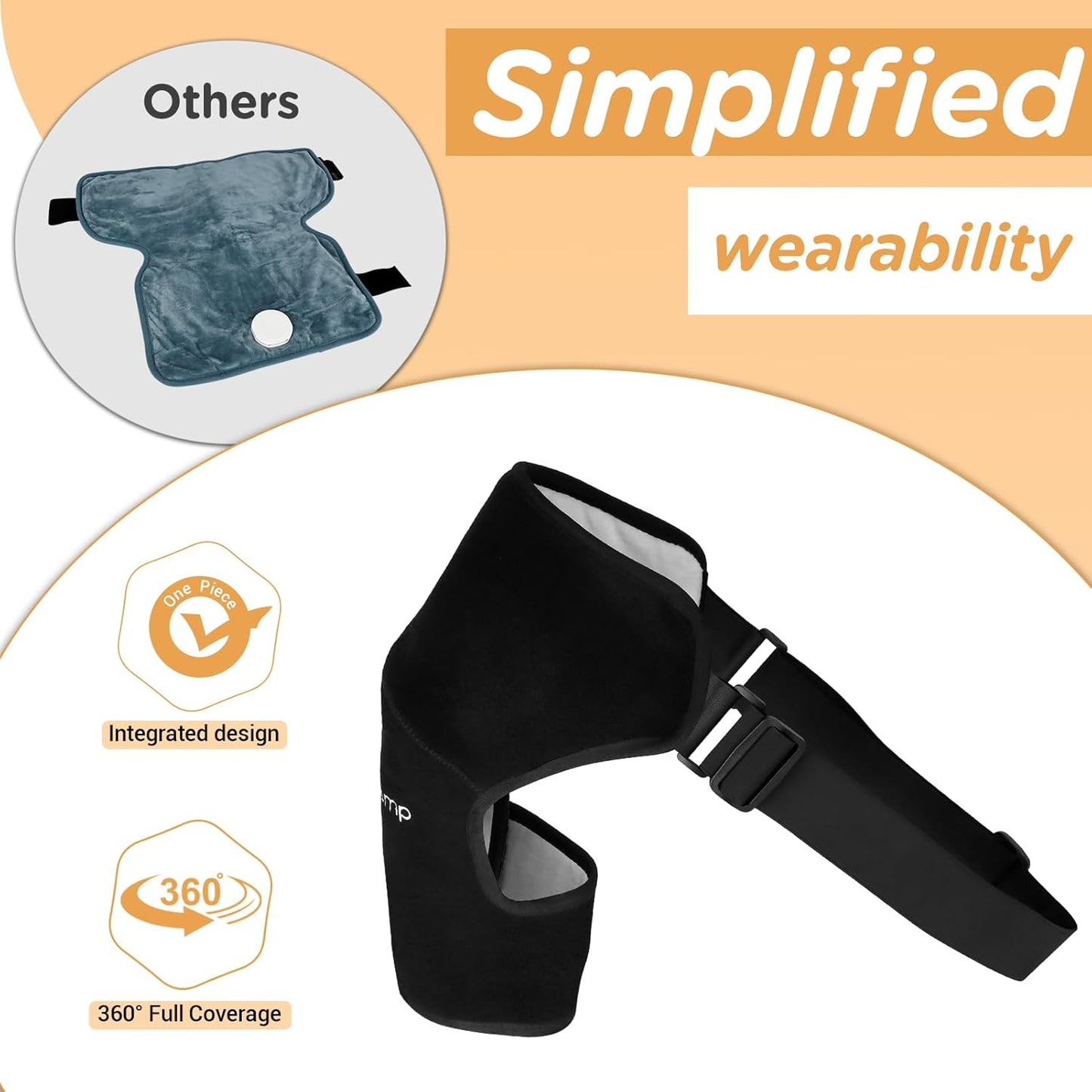 Comfytemp Shoulder Heating Pad for Rotator Cuff Pain Relief, Heated Shoulder Wrap for Frozen Shoulder Heated Brace, Birthday Gifts for Mom Women, 3 Heat Settings, 2H Auto-Off (S/M)