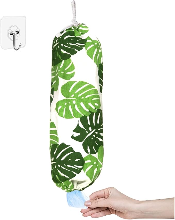 Green Wall Mount Plastic Bag Organizer