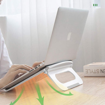 Brezze Letter Laptop Stand for Desk Stable Foldable Adjustable Multi-Angle Computer Desktop Holder Ventilated Lapdesks Riser for Mackbook, Lenovo, Dell, iPad, HP - Within 17' (Black)