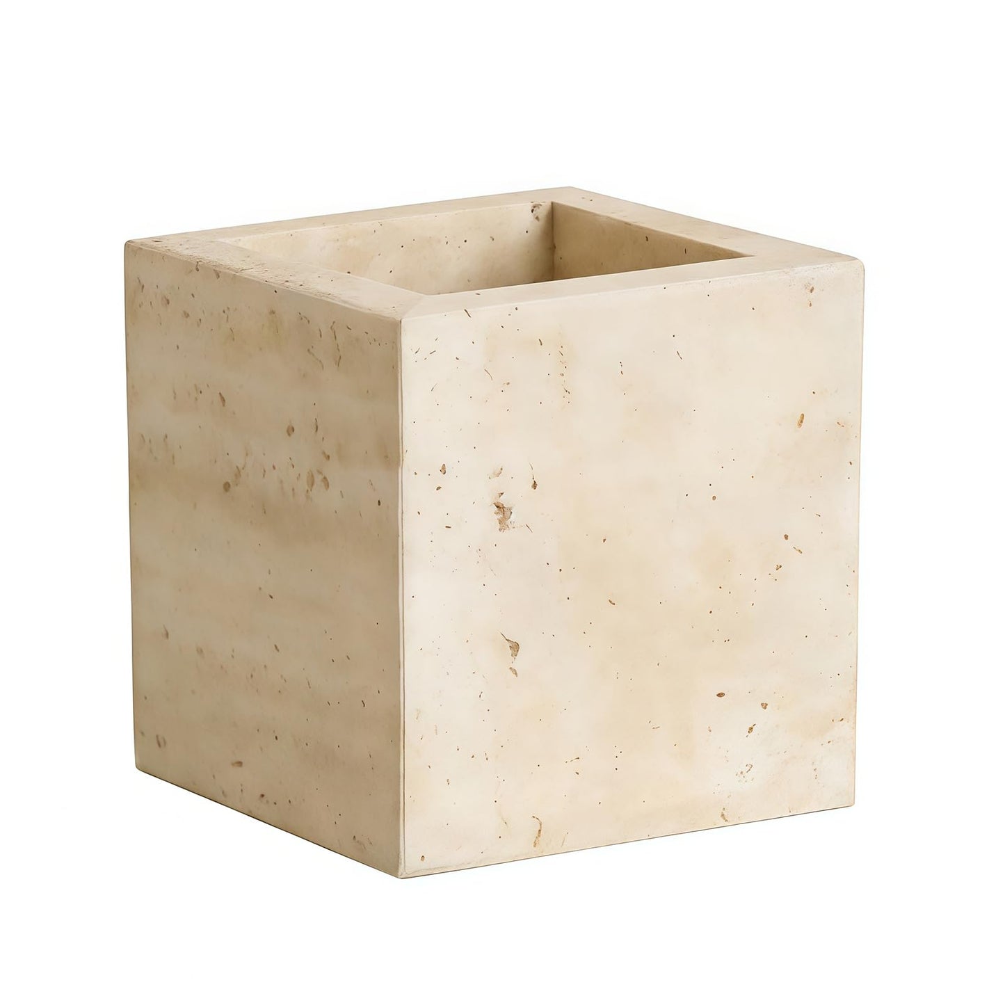 Natural Travertine Marble Toothbrush Holder & Makeup Brush Holder& Pen HolderUtensil Holder, 3.15inch Genuine Durable Marble Stone Square Storage Container for Office & Home Countertop Organizer