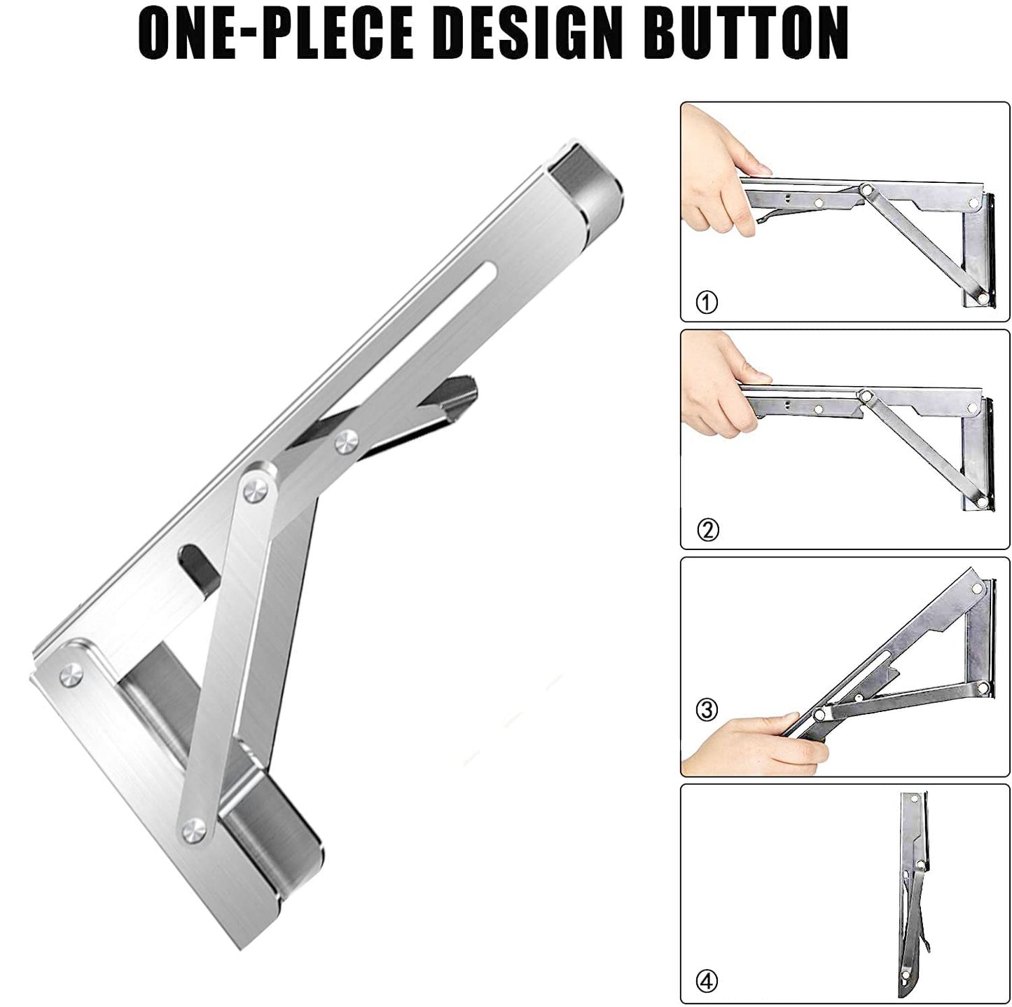 Folding Shelf Brackets - 24 Inch 2 Pcs Heavy Duty Metal Collapsible Triangle Shelf Bracket, DIY Wall Mounted Shelf Bracket, Space Saving for Bench Table