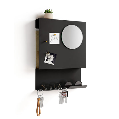 PeachyModern Key Holder Wall Mount and Mail Organizer - Hide Your Mail with a Modern and Minimal Look (Black)