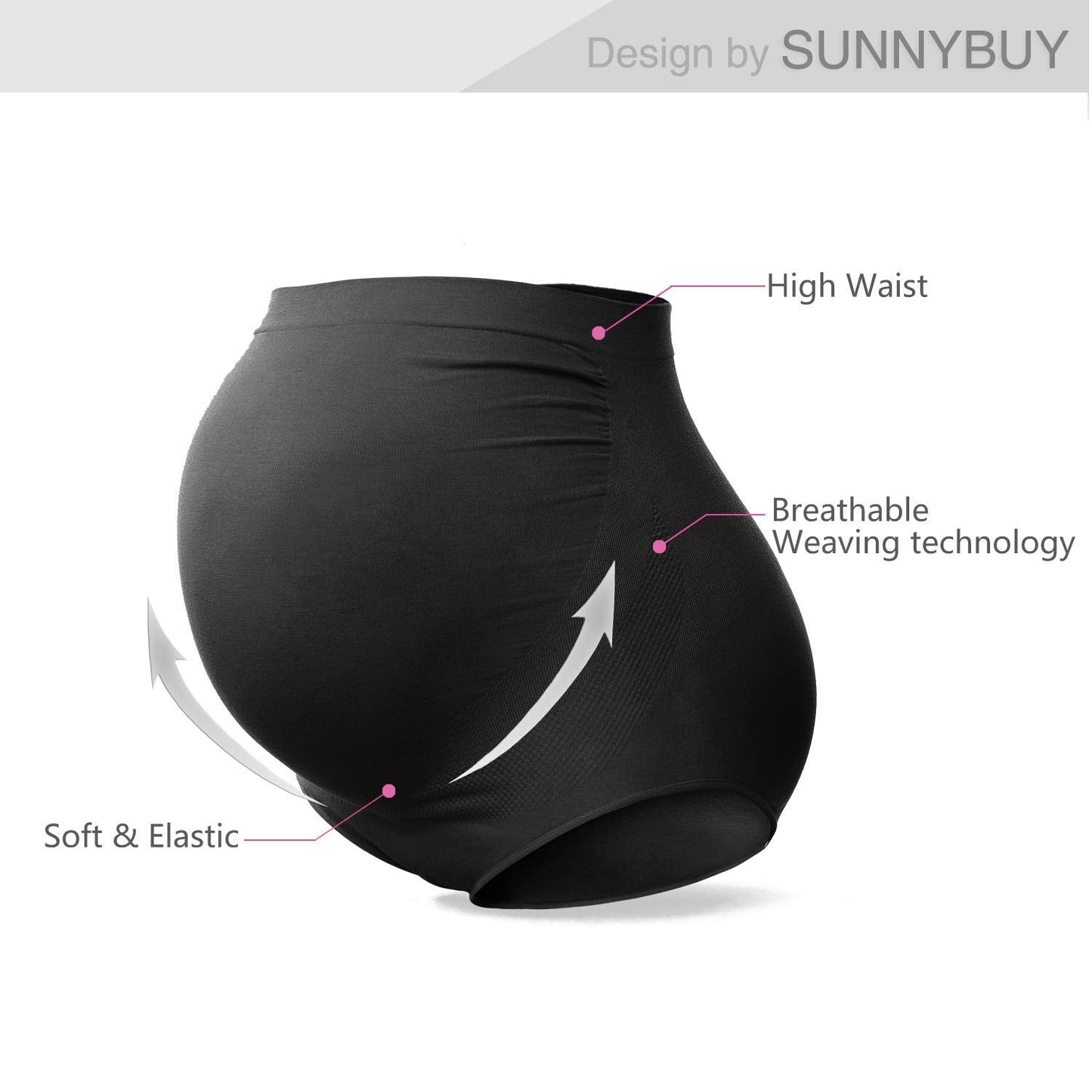 SUNNYBUY Women's Maternity High Waist Underwear Pregnancy Seamless Soft Hipster Panties Over Bump (2Black 2DGrey-4pk L)
