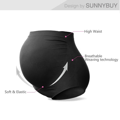 SUNNYBUY Women's Maternity High Waist Underwear Pregnancy Seamless Soft Hipster Panties Over Bump (2Black 2DGrey-4pk L)