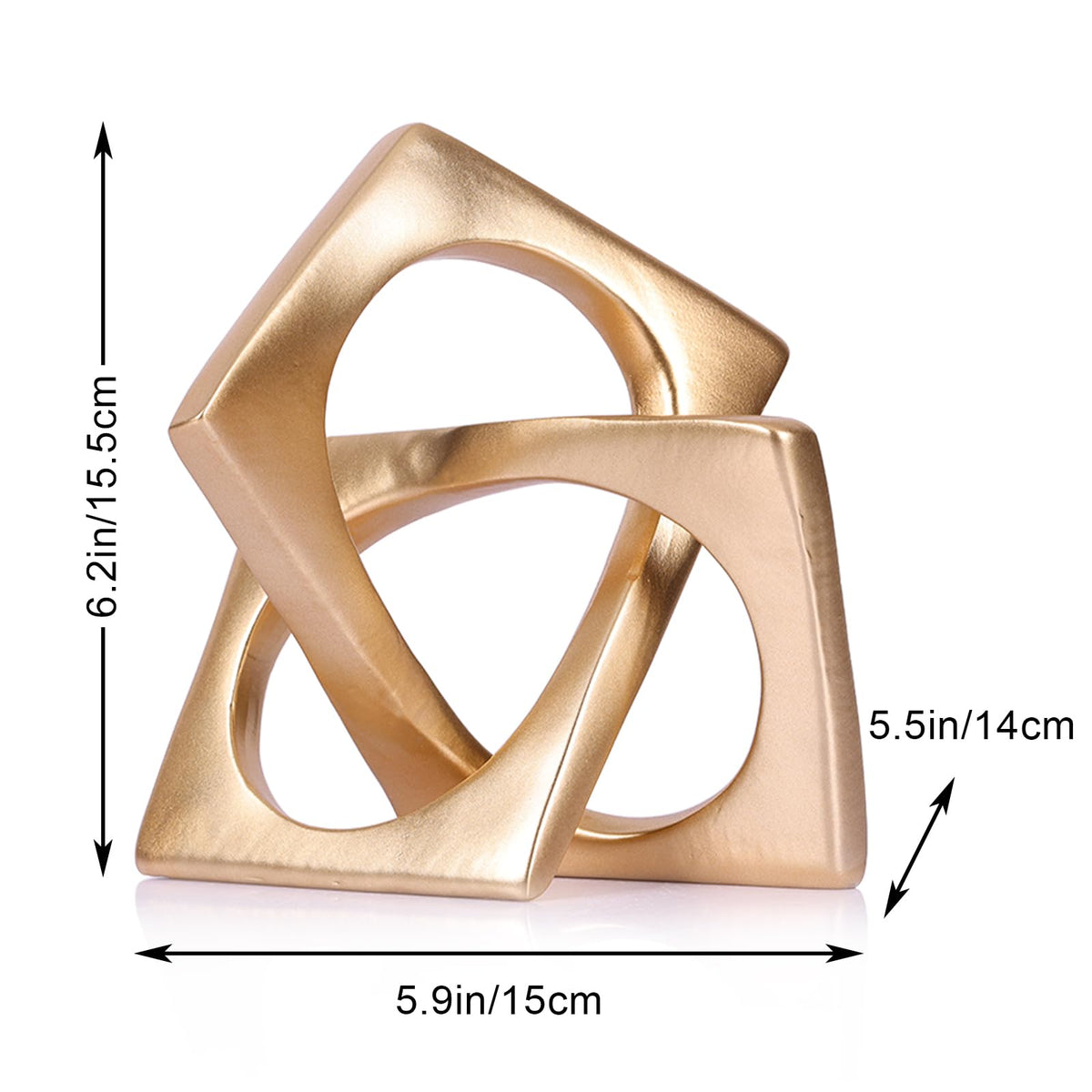 Modern Geometric Sculpture Gold Knot Statue Decor, Home Gold Bookcase Centerpiece jax Decorative, Geometric Tabletop Sculpture and Figurines, For Golden Home Decor Accent, Cube Decorative Ornaments