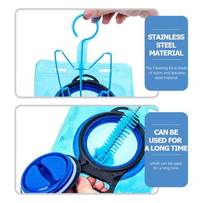 KALLORY Wear-Resistant Hydration Bladder Brush Set with Stainless Steel Tube Spring Cleaner, Compact Daily Use Water Bag and Hose Cleaning Kit for Outdoor and Household Use, Blue