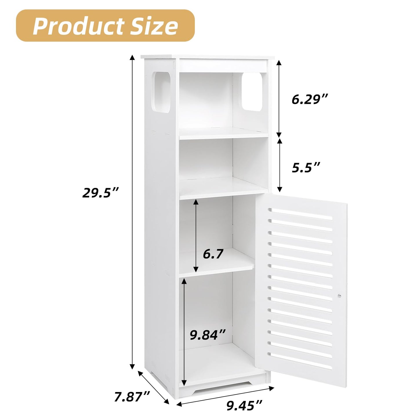 Bathroom Cabinet Waterproof, White Storage Cabinet Floor Standing Home Storage Furniture Shelf,Suitable for Toilet Bedroom Kitchen Living Room (RD)